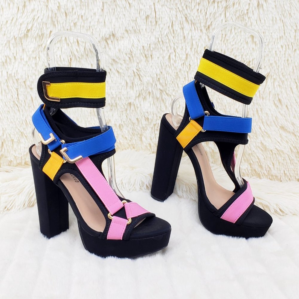 Chunky high heel harness shoe block multi_7